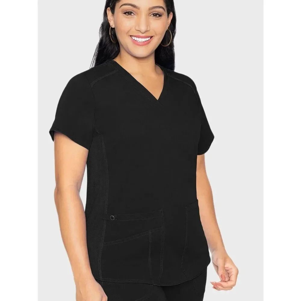 Med Couture S Black Touch Women's V-Neck Shirttail Top